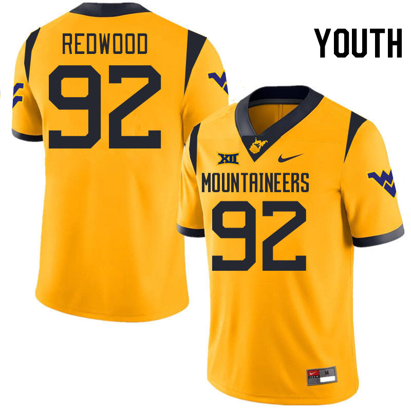 Youth #92 Asani Redwood West Virginia Mountaineers College 2024 New Uniforms Football Jerseys Stitch